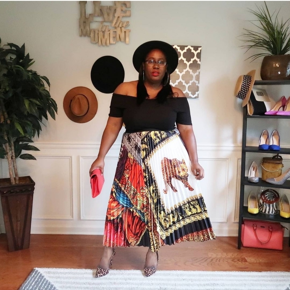 Multi color Cheetah Print Pleated Skirt